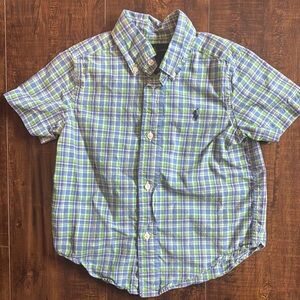 Ralph Lauren Plaid Kids Shirt in Blue and Green